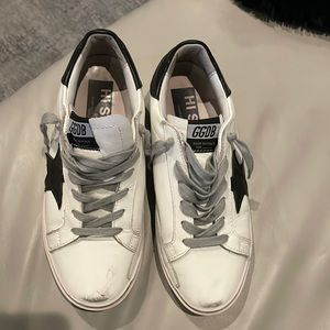 Golden Goose ish white with black star, size 40